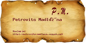 Petrovits Madléna névjegykártya